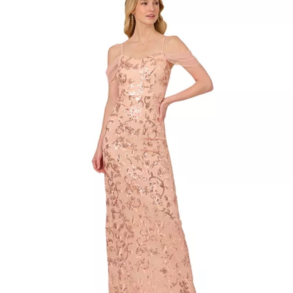 Adrianna Papell Women's Sequinned Embroidered Evening Gown